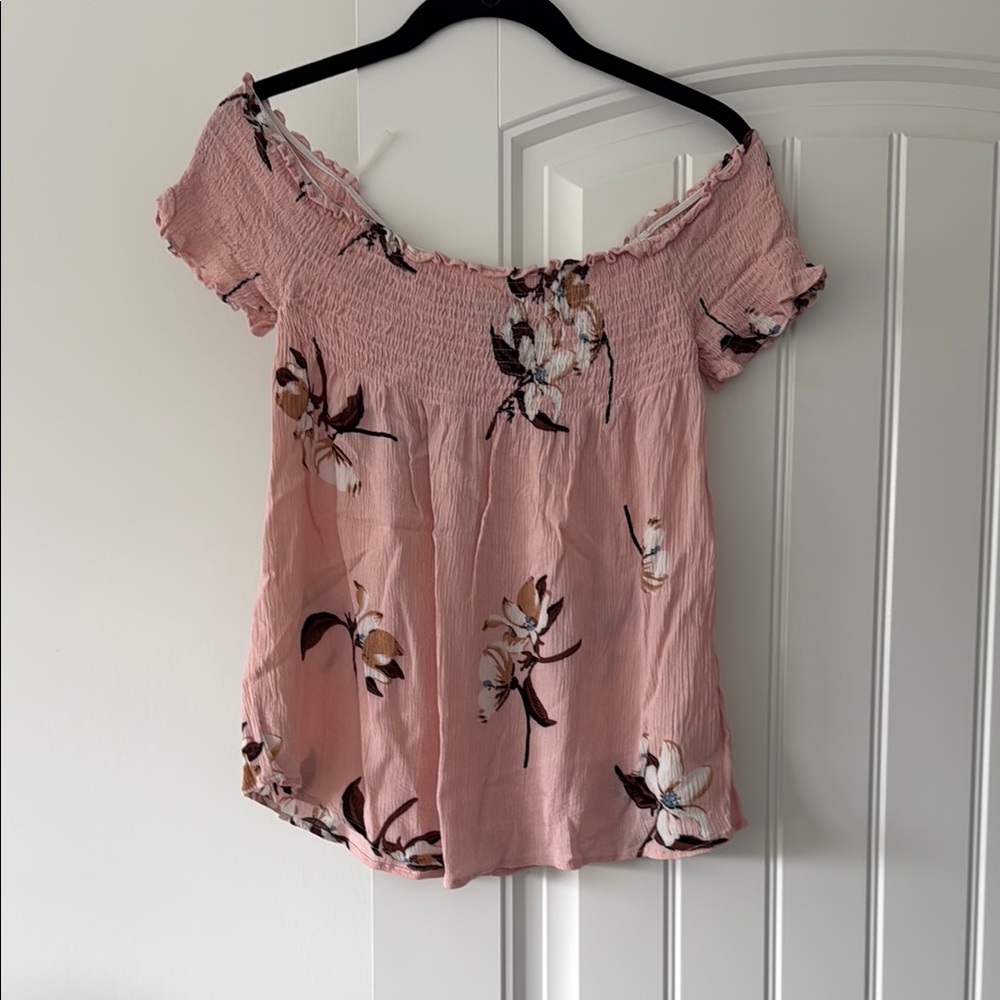 BE COOL Pink Smocked Ruffled Blouse